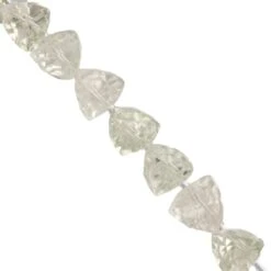80cts Clear Quartz Faceted Trillions Approx 9 To 11mm, 13cm Strand With Spacers