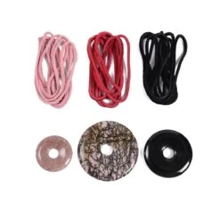 Ruby Tuesday: Ruby Quartz, Black Agate, Rhodonite Donuts & Suede Cords