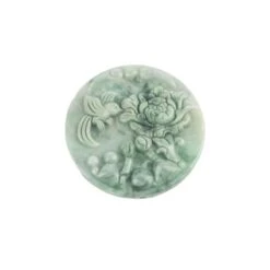 200cts Double-Side Carved Flower Type A Floating Flower Jadeite Pendant, Approx 50mm, 1pcs