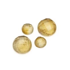 8cts Citrine Checkerboard Round Cabochons Approx 6mm & 10mm (Pack Of 4)