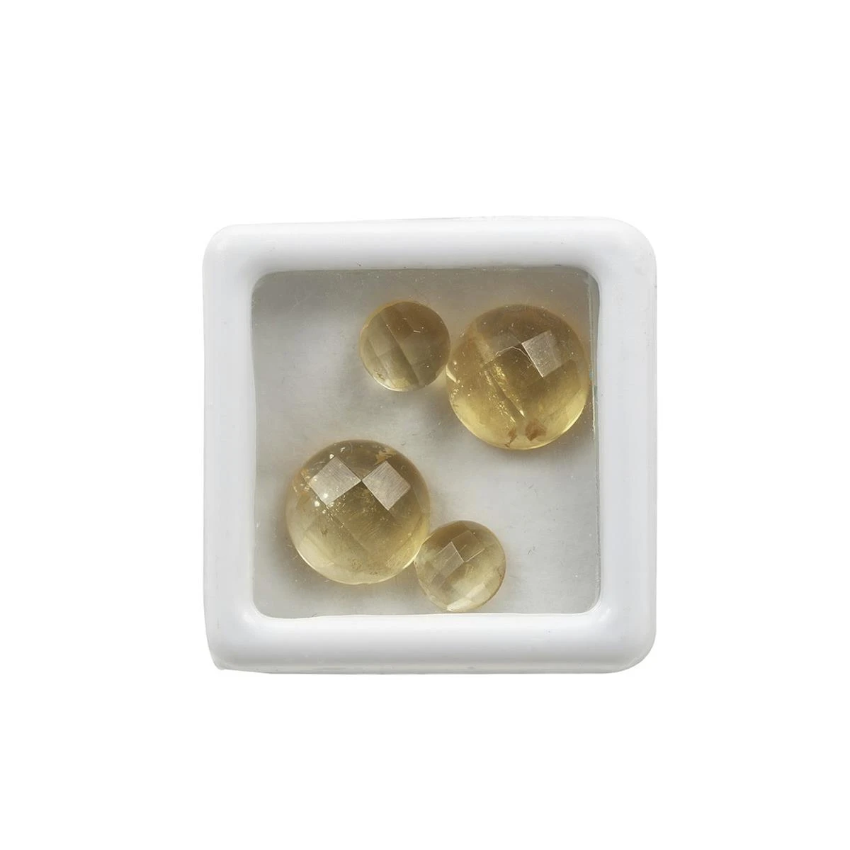 8cts Citrine Checkerboard Round Cabochons Approx 6mm & 10mm (Pack Of 4) - Image 2