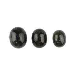 8cts Black Burmese Jade (N) Oval Cabochons 7 To11mm (Set Of 3)