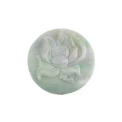 230cts Double-Side Carved Lotus Type A Floating Flower Jadeite Pendant, Approx 50mm, 1pcs