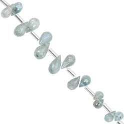 30cts Blue Zircon Top Side Drill Faceted Drops Approx 4x3 To 10x5mm, 15cm Strand With Spacers