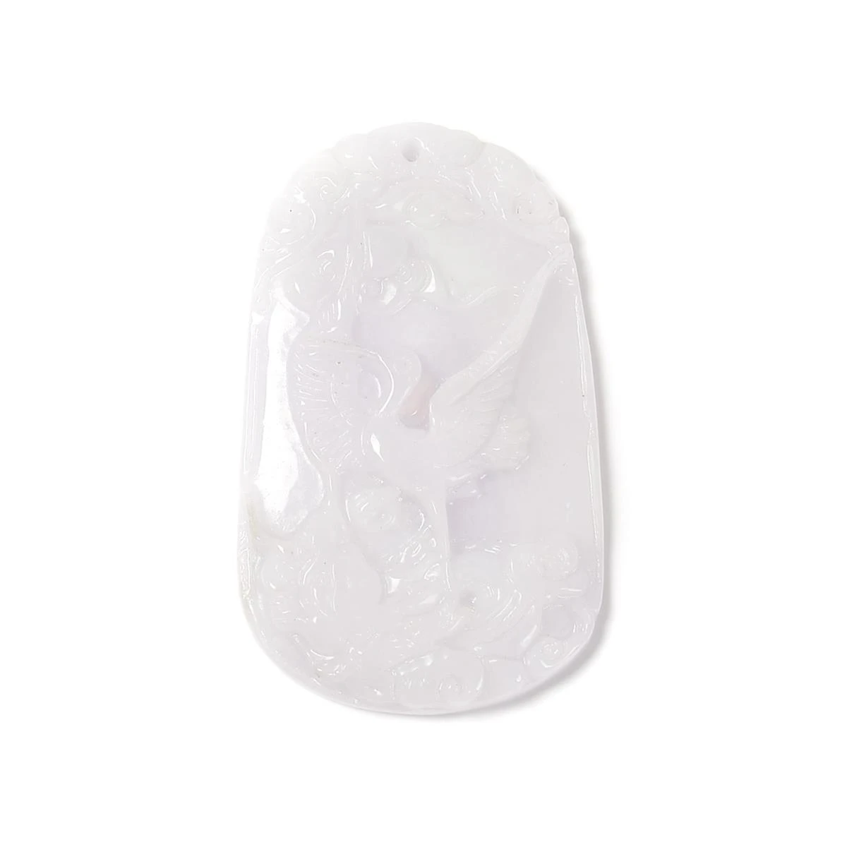 80cts Type A White Jadeite Royal Crane Pendant, Approx 30x50mm