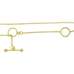 Gold 925 Sterling Silver Cable Chain With Extender And Toggle Clasp, 16", Extends To 18"