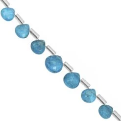 17cts Neon Apatite Faceted Heart Approx 4 To 7mm, 20cm Strand With Spacers