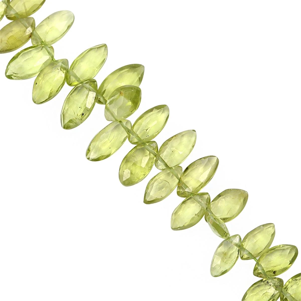 48cts Red Dragon Peridot Faceted Marquoise Approx 6x3.5 To 10x4.5mm, 17cm Strand