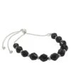 25cts Black Spinel Faceted Bicones Approx 7mm, 925 Sterling Silver Slider Bracelet With Hematite Spacers