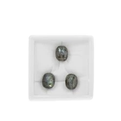 25cts Labradorite Half Drill Faceted Round Oval (Pineapple) Approx 10x12mm Loose Gemstones, (Pack Of 3)