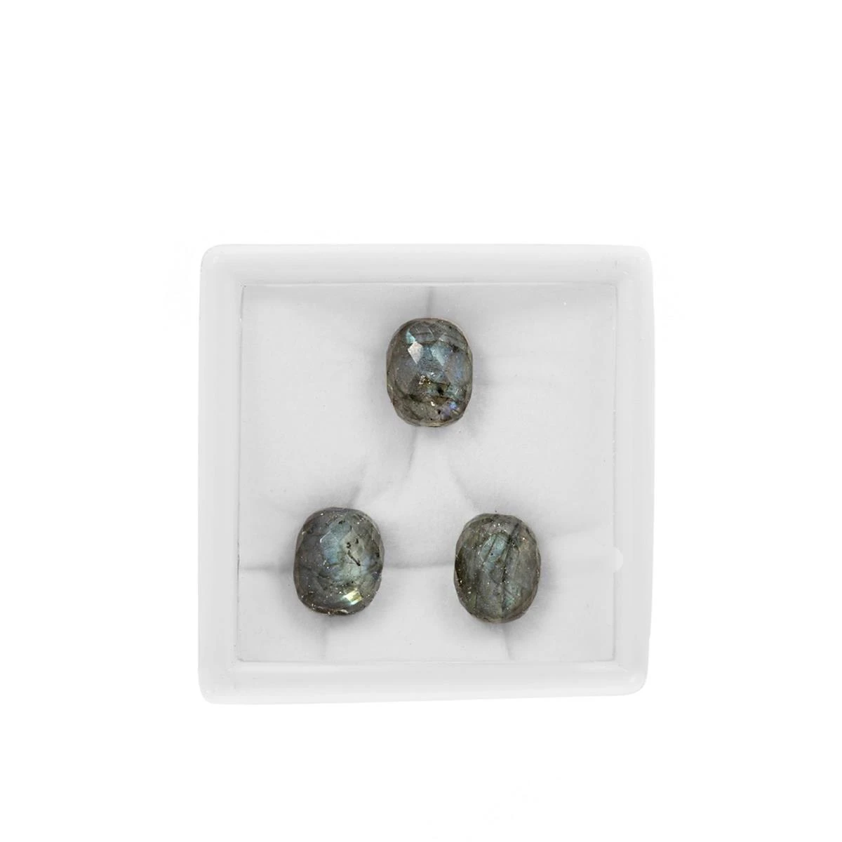 25cts Labradorite Half Drill Faceted Round Oval (Pineapple) Approx 10x12mm Loose Gemstones, (Pack Of 3)