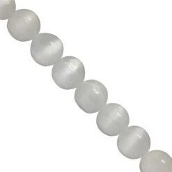 145cts Selenite Plain Round Approx 7 To 10mm, 33cm Strand