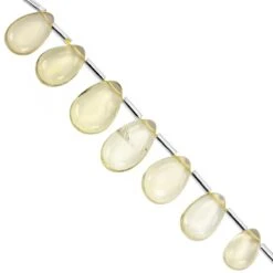 72cts Lemon Quartz Top Side Drill Graduated Smooth Pear Approx 8x6 To 17x11mm, 20cm Strand With Spacers