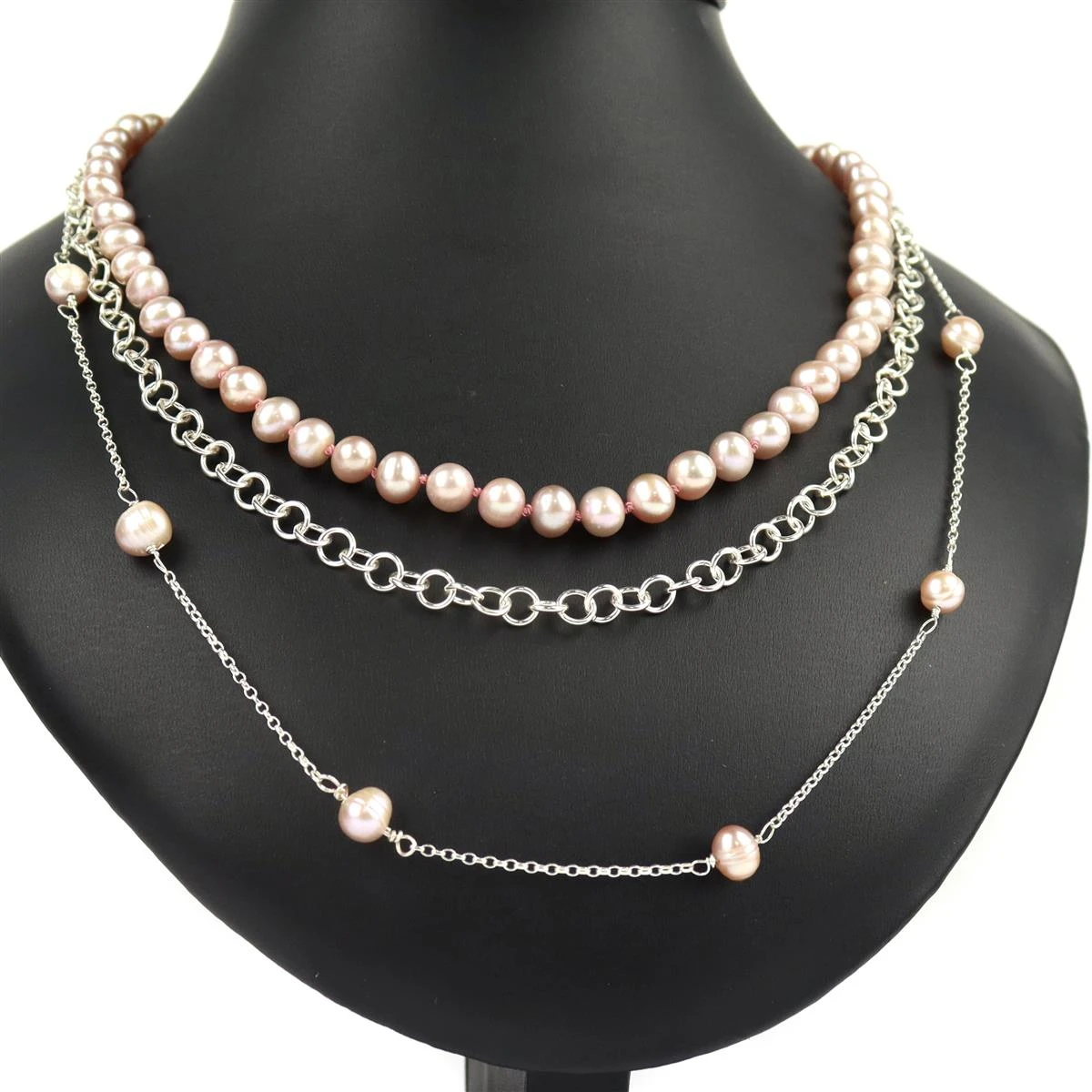 Purple & Mix Natural Colour Freshwater Cultured Pearls Bundle Of 3 Strands & 3pcs Half Drilled Freshcultured Pearls Approx 7x8mm - 10x12mm - Image 4