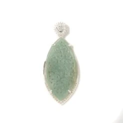 20ct Type A Oil Green Jadeite Carving Pendant, Approx 20x40mm, With 925 Sterling Silver Mount