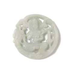 89cts Type A Jadeite Dragon & Guanyin Pendant Approx 50mm, 1pc