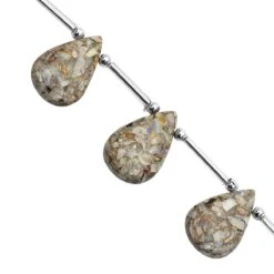 45cts Mojave Australian Opal Smooth Pear Approx 16x11 To 19x12mm, 13cm Strand With Spacers