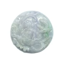 100Cts Type A Jadeite Carved Flower Pendant, Approx. 50mm, 1pc