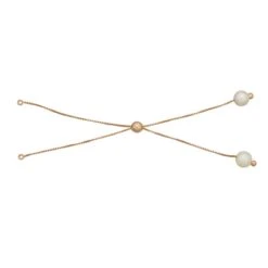 Rose Gold Plated 925 Sterling Silver Slider Bracelet With Approx 8mm South Sea Pearl & Box Chain, Approx 24cm