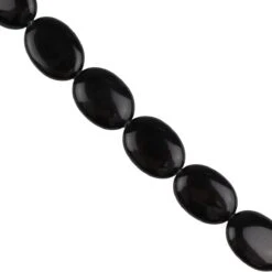 240cts Black Obsidian Puffy Ovals Approx 15x20mm, 38cm Gemstone Strand