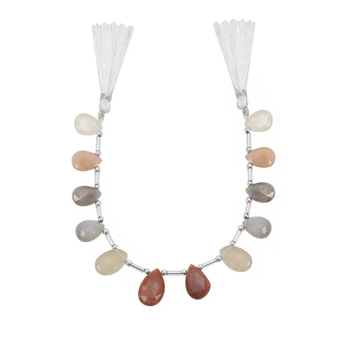 76cts Multi Moonstone Top Side Drill Graduated Faceted Pear Approx 13.5x8.5 To 18x13mm, 19cm Strand With Spacers - Image 2