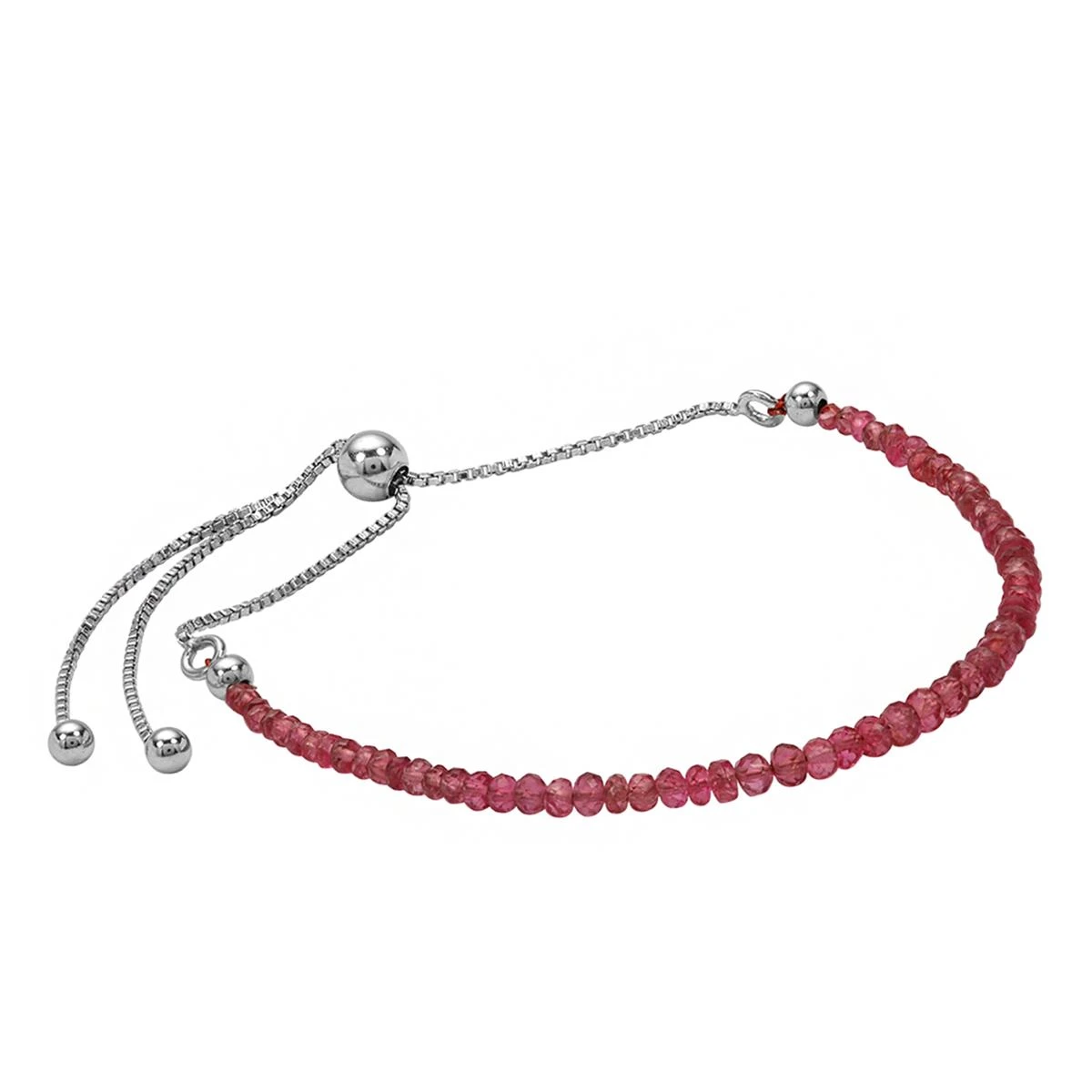6cts Tajik Spinel Faceted Rondelles Approx 3x2mm 925 Sterling Silver With Slider Bracelet (Length 10inc)