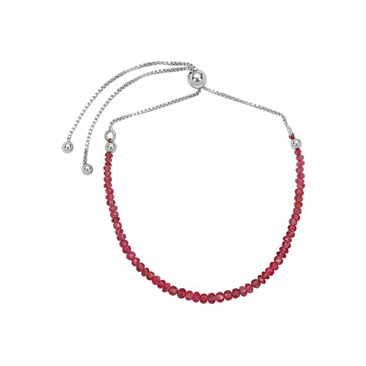 6cts Tajik Spinel Faceted Rondelles Approx 3x2mm 925 Sterling Silver With Slider Bracelet (Length 10inc) - Image 2