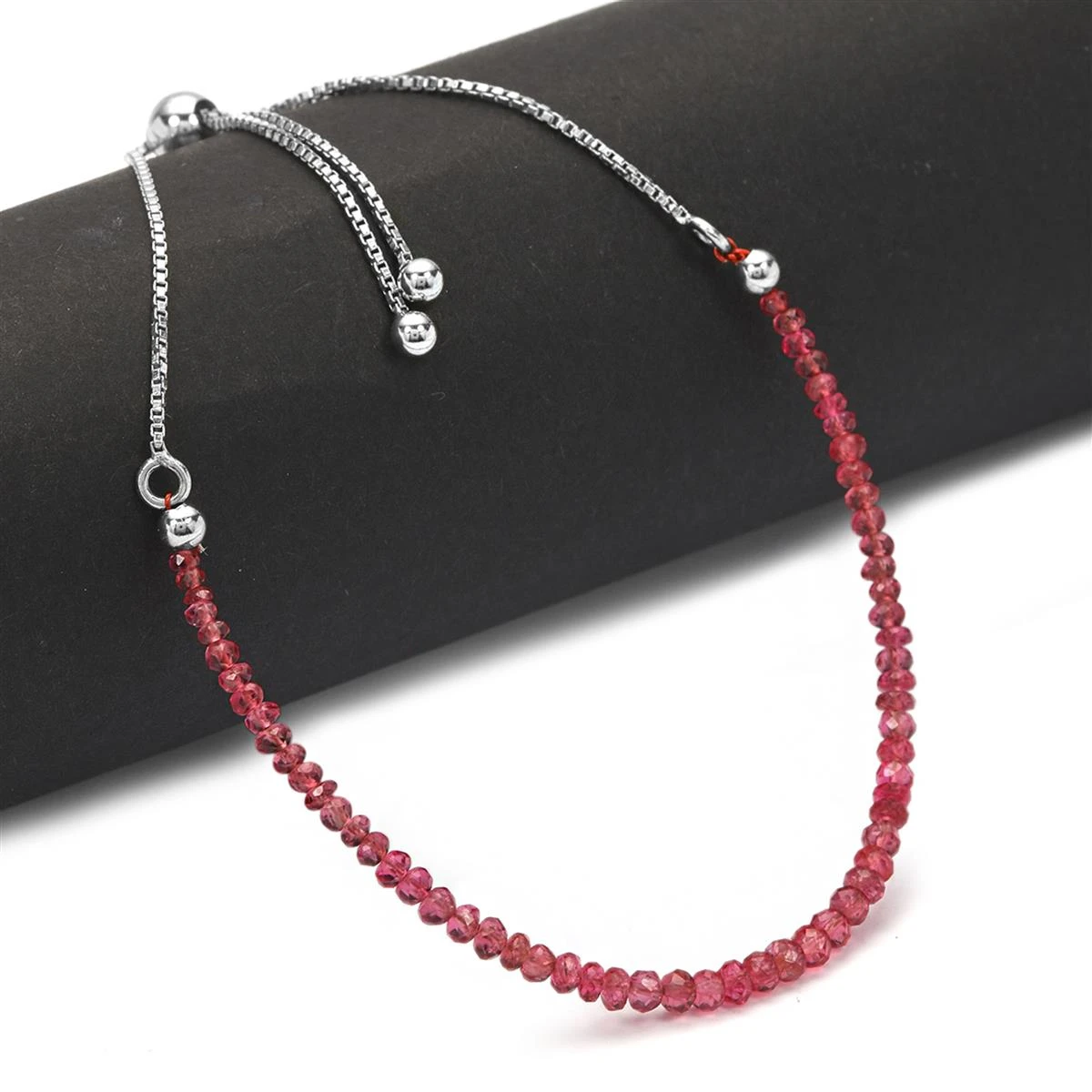 6cts Tajik Spinel Faceted Rondelles Approx 3x2mm 925 Sterling Silver With Slider Bracelet (Length 10inc) - Image 4